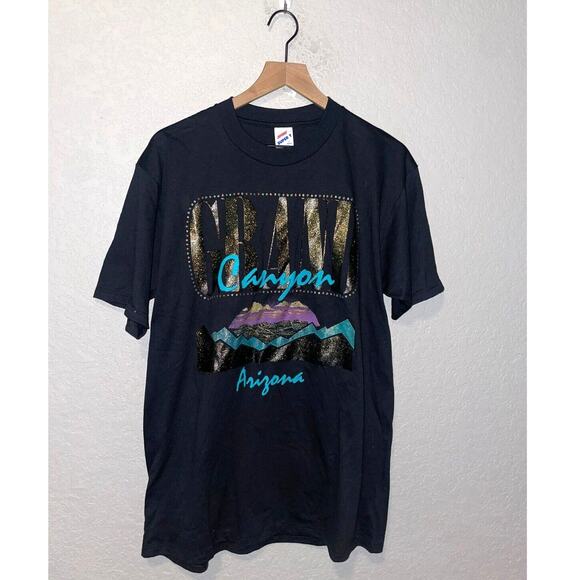 Vintage Grand Canyon Arizona Shirt Sparkled Retro Glam Touristcore Black Tee 90s - Picture 1 of 12